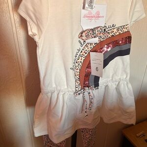 NWT Bonnie Jean leggings and short sleeve shirt set, girls size 6